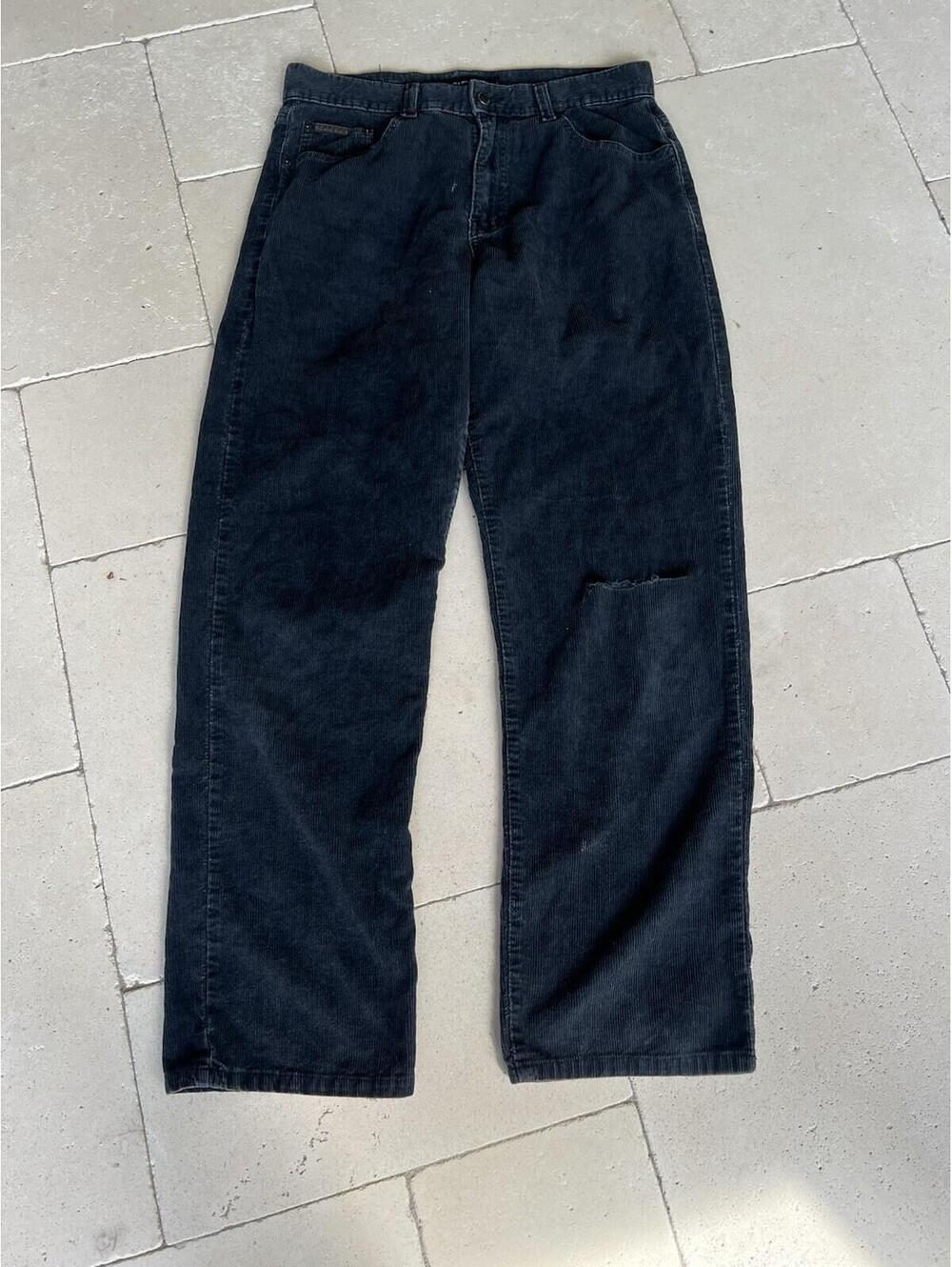 Calvin Klein Corduroy Pants Mens 34 Navy Blue Straight Leg 34x32 90s Y2K Hole
